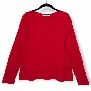 The Fold London 100% Merino Wool Sweater Size L Red Boat Neck Classic Holiday